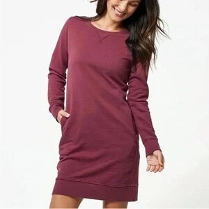 Pact Organic Downtime Sweatshirt Dress in Maroon Organic Cotton size medium